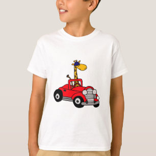 T-shirt Girafe géniale conduisant le convertible rouge