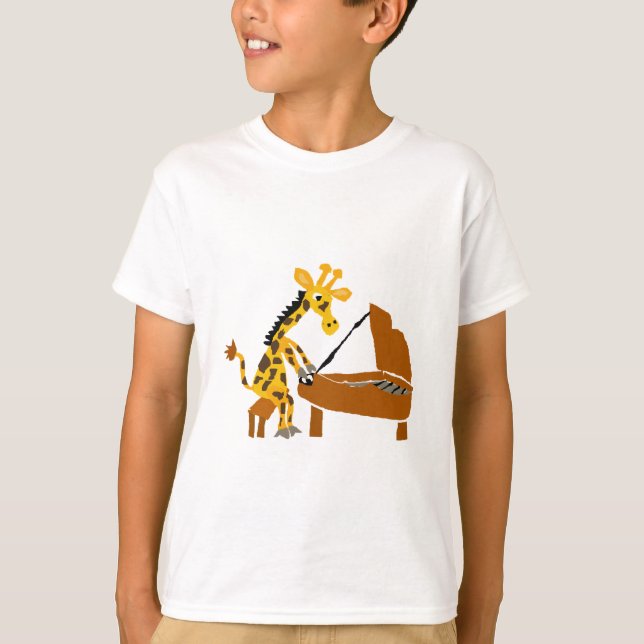 T-shirt Girafe idiote jouant le piano (Devant)