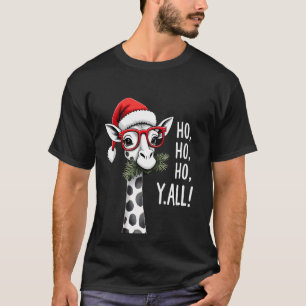 T-shirt Girafe Mignonne Avec Chapeau De Père Noël Joyeux N