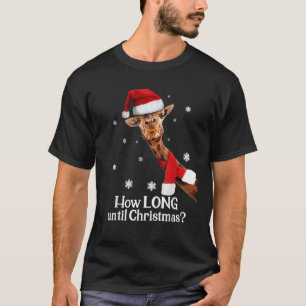 T-shirt Girafe Noël Chapeau Combien de temps jusqu'à Noël