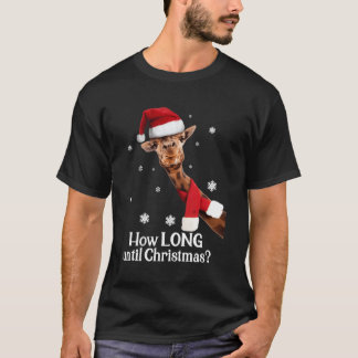 T-shirt Girafe Noël Chapeau Combien de temps jusqu'à Noël