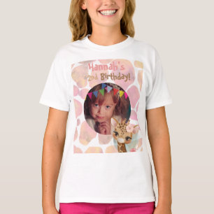 T-shirt Girafe photo personnalisée Filles de fête d'anni