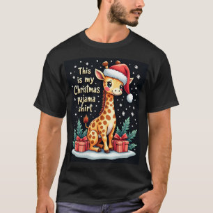 T-shirt Girafe portant un chapeau de Père Noël pyjama de N