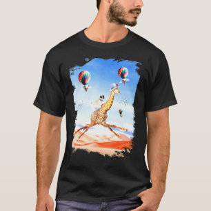 T-shirt Girafe Pug Mignonne Pug à Cheval sur une Girafe Vo