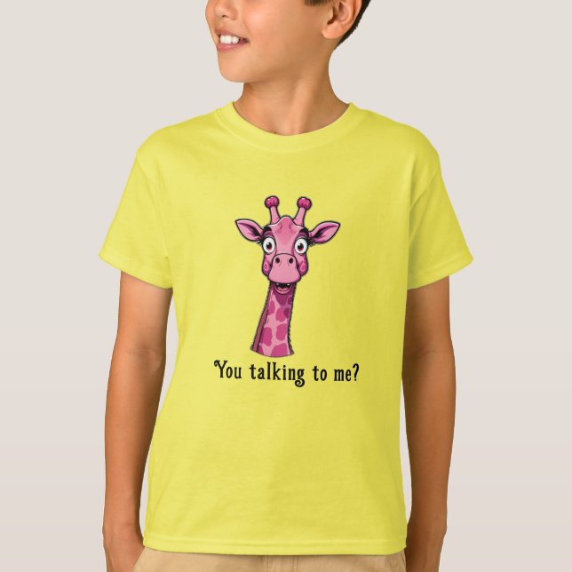 T-shirt Girafe Rose Mignonne Surprise (Devant)