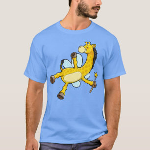 T-shirt girafe volant avec une baguette magique