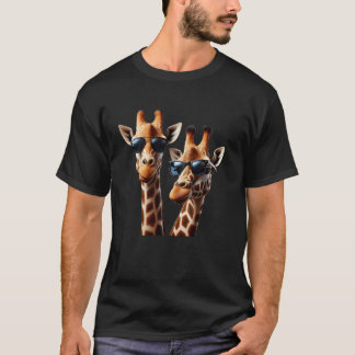 T-shirt Girafes Drôles avec Lunettes de Soleil Savannah Af