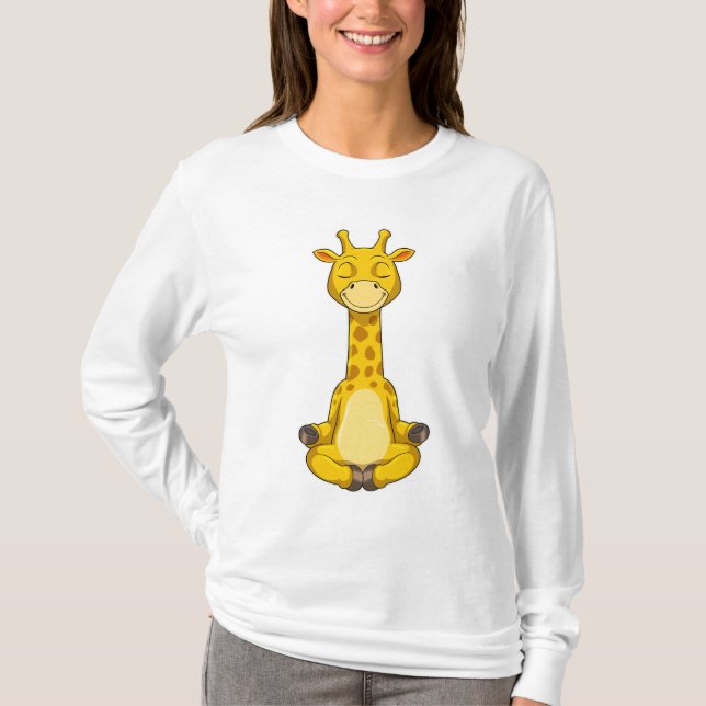 T-shirt Giraffe à la méditation de Yoga (Devant)