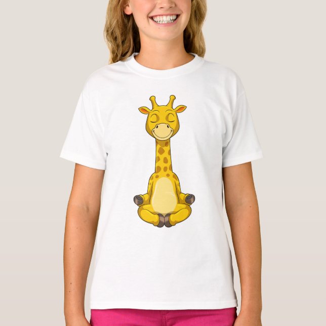 T-shirt Giraffe à la méditation de Yoga (Devant)