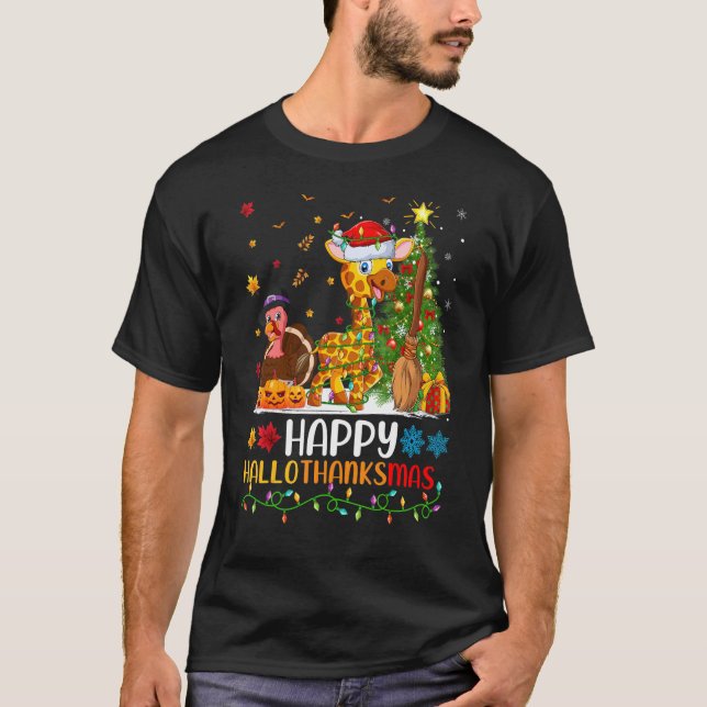 T-shirt Giraffe Animal Heureux Giraffe Hellothanksmas (Devant)