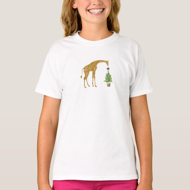 T-shirt Giraffe Arbre de Noël (Devant)