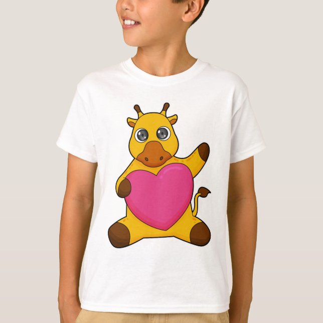 T-shirt Giraffe au coeur (Devant)