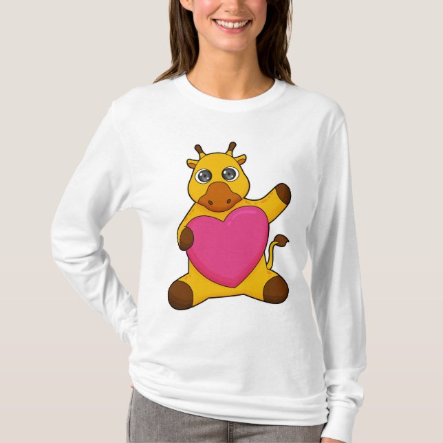 T-shirt Giraffe au coeur (Devant)