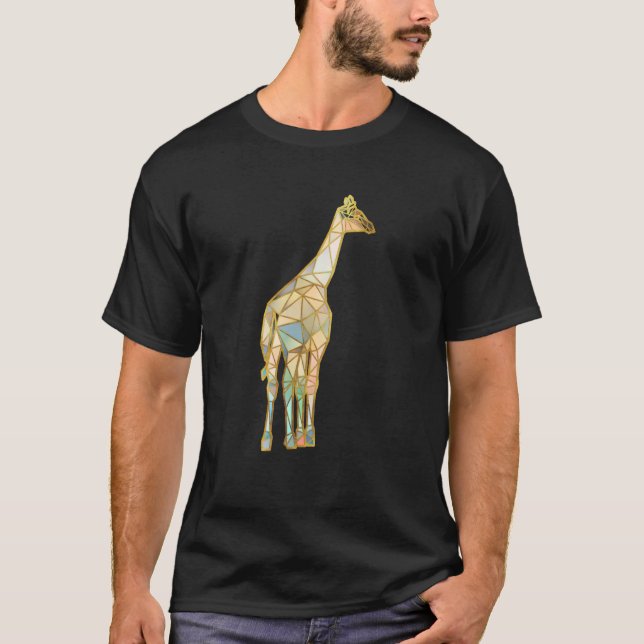 T-shirt Giraffe Behind Geometric Lines (Devant)