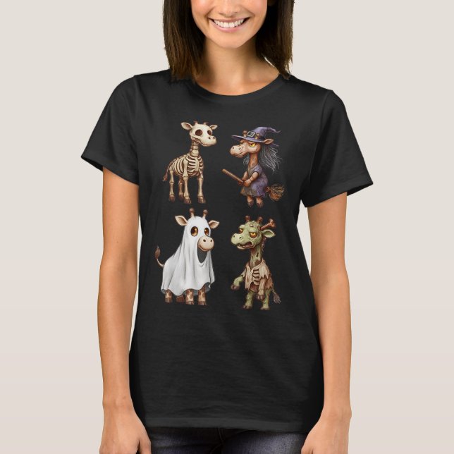 T-shirt Giraffe Boo Zombie sorcière Halloween femmes costu (Devant)