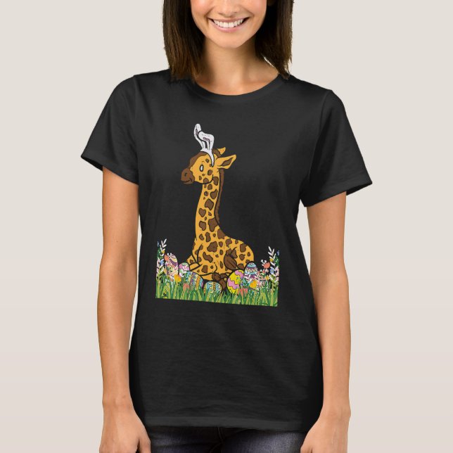 T-shirt Giraffe Bunny Oreilles Animal mignonne Pâques 2023 (Devant)