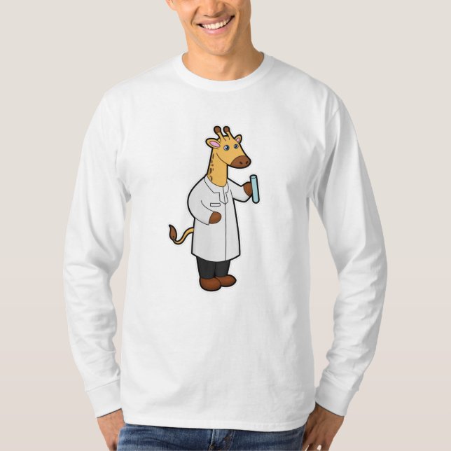 T-shirt Giraffe comme docteur avec tube d'essai (Devant)