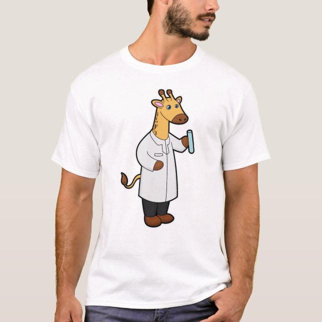 T-shirt Giraffe comme docteur avec tube d'essai (Devant)