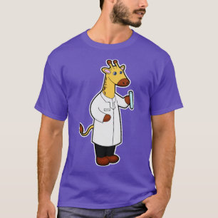 T-shirt Giraffe comme docteur avec tube d'essai