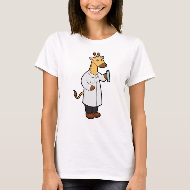 T-shirt Giraffe comme docteur avec tube d'essai (Devant)
