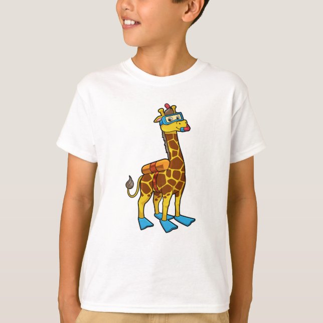 T-shirt Giraffe comme plongeur avec lunettes de natation e (Devant)