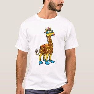 T-shirt Giraffe comme plongeur avec lunettes de natation e