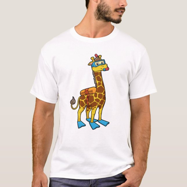 T-shirt Giraffe comme plongeur avec lunettes de natation e (Devant)