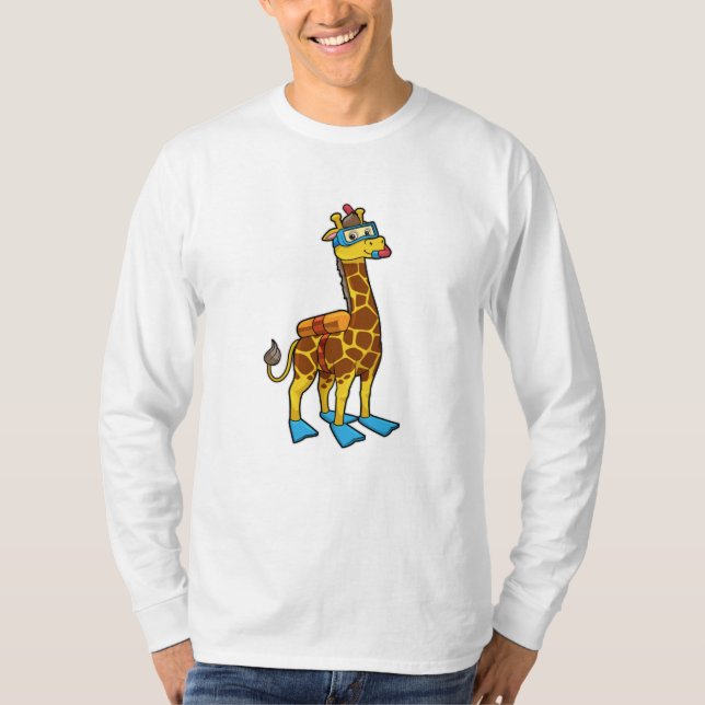 T-shirt Giraffe comme plongeur avec lunettes de natation e (Devant)