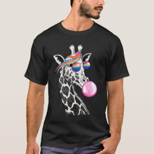 T-shirt Giraffe cool avec lunettes de soleil et gomme à bu