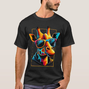 T-shirt Giraffe cool portant des lunettes