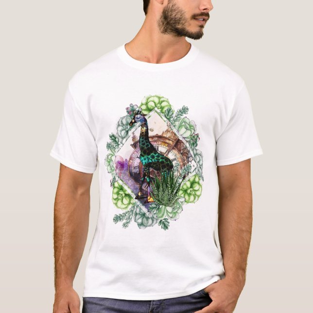 T-shirt Giraffe Cosmique - Potrait Avec Temps Voyage, Crân (Devant)