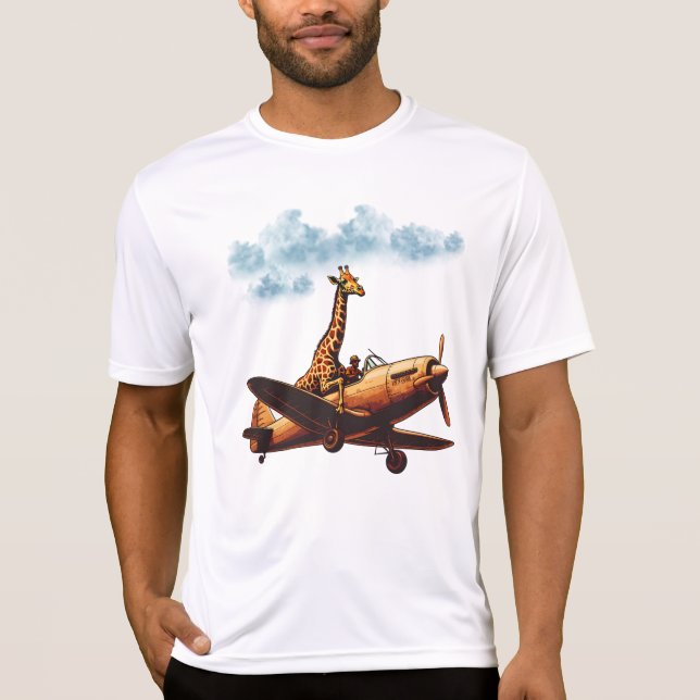 T-shirt Giraffe dans un avion (Devant)