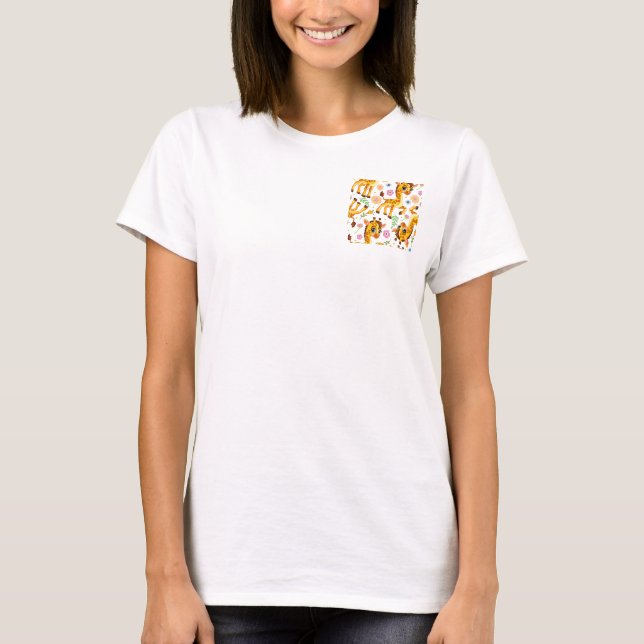 T-shirt GIraffe de caricature mignonne (Devant)