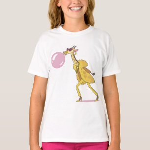 T-shirt Giraffe de dessin cool en fourrure avec Bubblegum