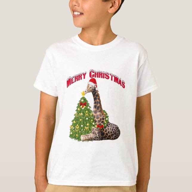 T-shirt Giraffe de Noël (Devant)
