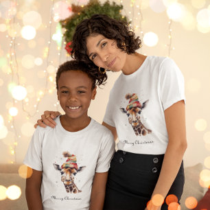 T-shirt Giraffe de Noël, personnalisable
