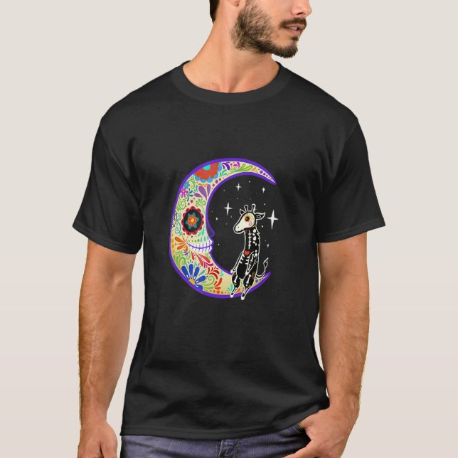 T-shirt Giraffe Dia De Los Muertos Skeleton (Devant)