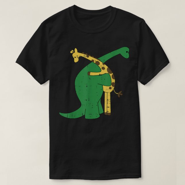 T-shirt Giraffe Dinosaur Hug Love Dino Animaux Safari Hall (Design devant)