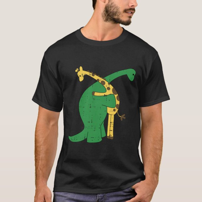 T-shirt Giraffe Dinosaur Hug Love Dino Animaux Safari Hall (Devant)