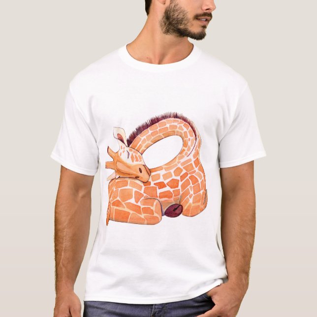 T-shirt Giraffe dormante : Aquarelle douce (Devant)
