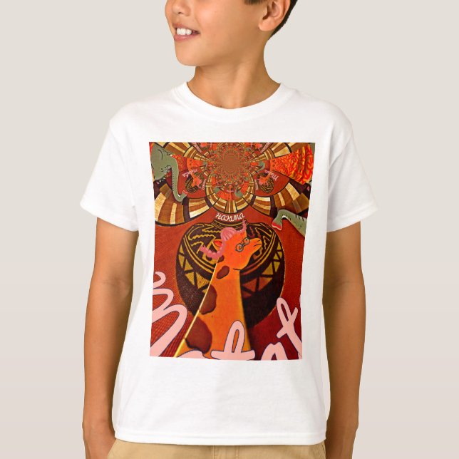 T-shirt Giraffe drôle : Un charme africain kaléidoscopique (Devant)
