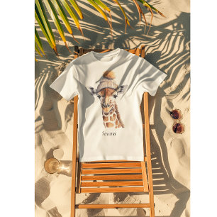 T-shirt Giraffe en casquette d'hiver personnalisable
