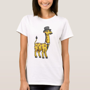 T-shirt Giraffe en Gentleman avec Casquette, Cravate et Mo