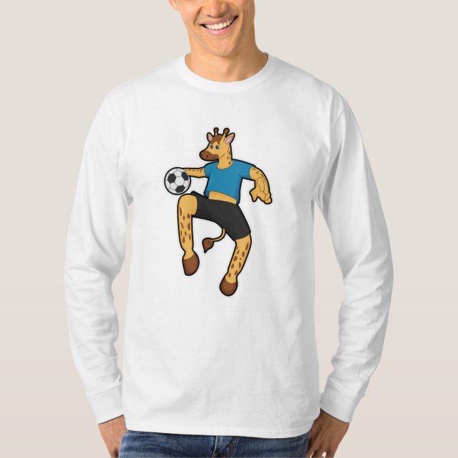 T-shirt Giraffe en joueur de football avec balle de footba (Devant)