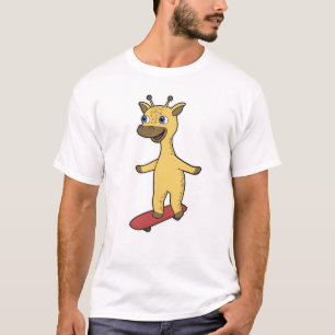 T-shirt Giraffe en patinage avec skateboard