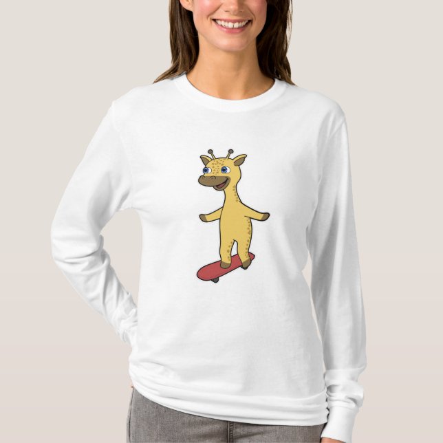 T-shirt Giraffe en patinage avec skateboard (Devant)