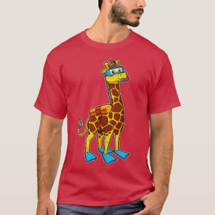 T-shirt Giraffe en plongeur avec lunettes de natation Palm