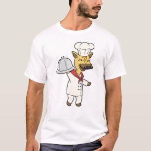 T-shirt Giraffe en tant que chef avec tablier et plateau d