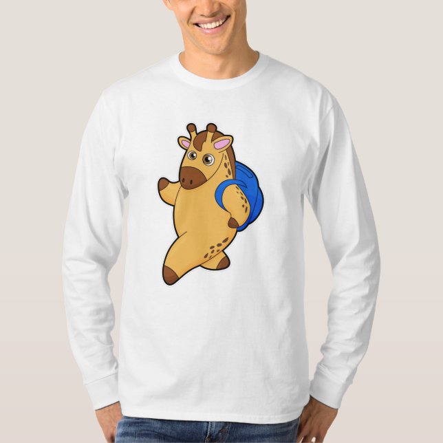 T-shirt Giraffe en tant qu'étudiant avec sac à dos (Devant)