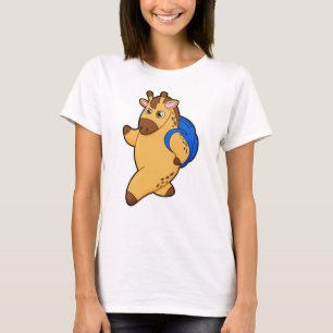T-shirt Giraffe en tant qu'étudiant avec sac à dos